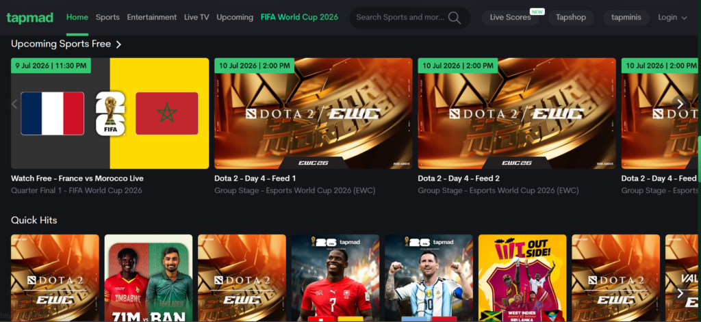 Tapmad TV sports live matches